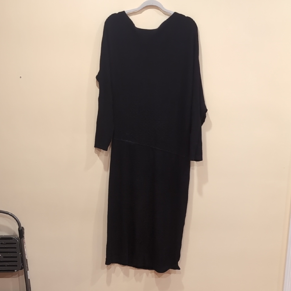 DKNY Elegant Black Long Sleeve Dress